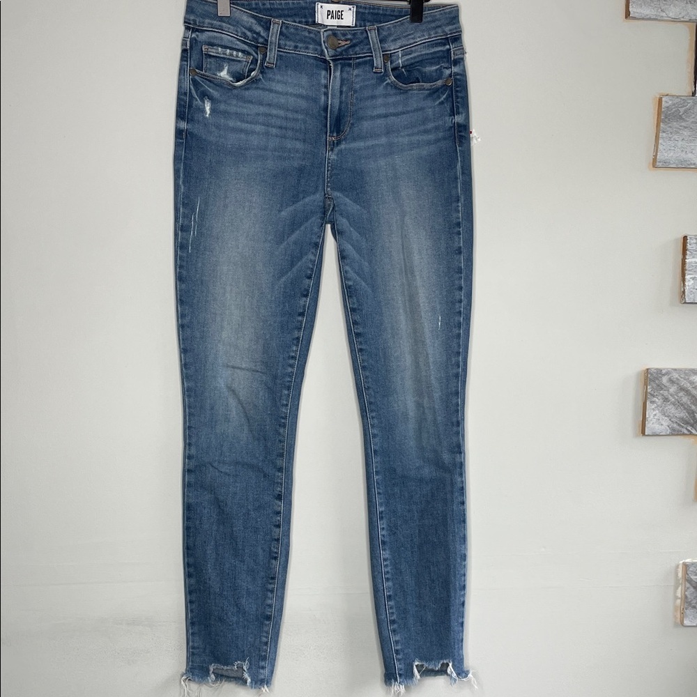 PAIGE Women's Verdugo ankle Distressed Blue Skinny Jeans Size 27
